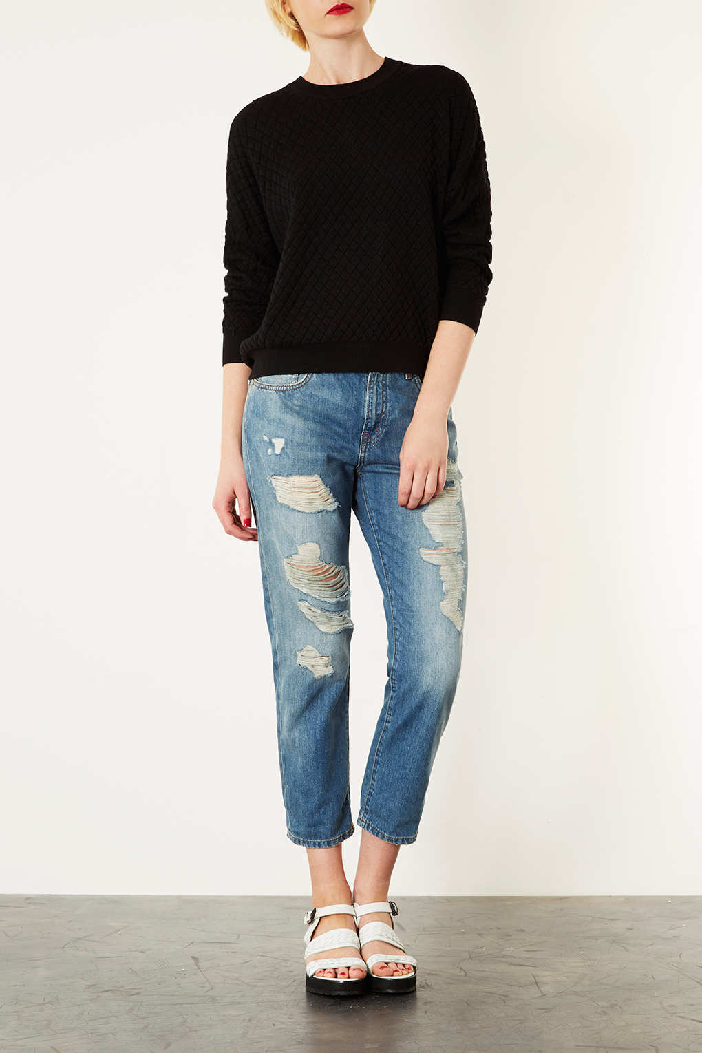 Lyst Knitted Quilted Sweater in Black