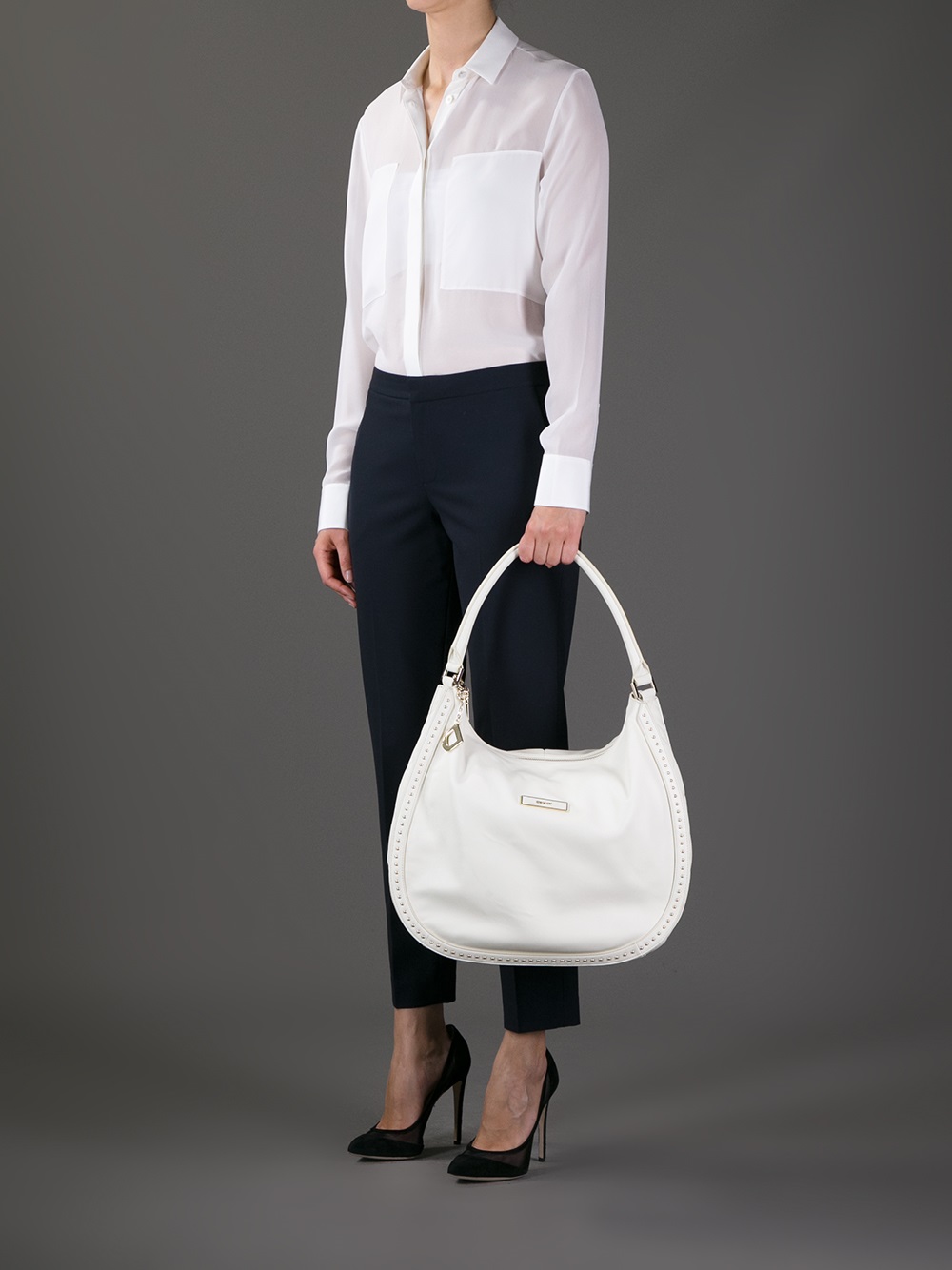 DKNY Leather Hobo Bag in Ivory (White) Lyst