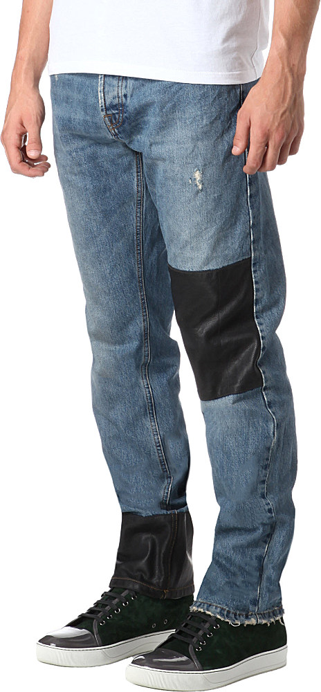 Mcq By Alexander Mcqueen Leather Patch Relaxed Jeans in Blue for Men ...