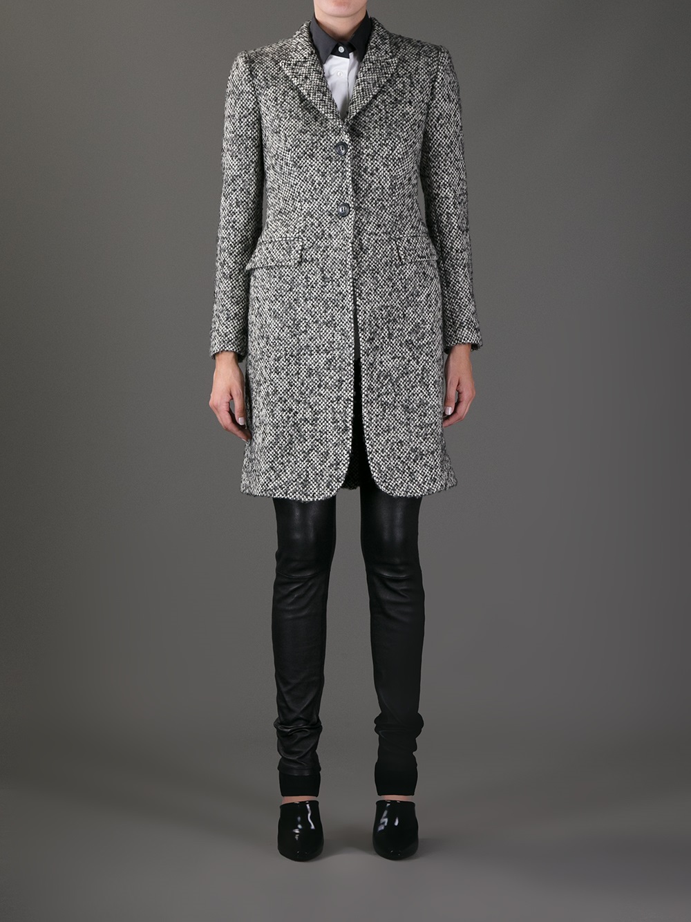 Dolce & Gabbana Woven Over Coat in Grey (Gray) - Lyst
