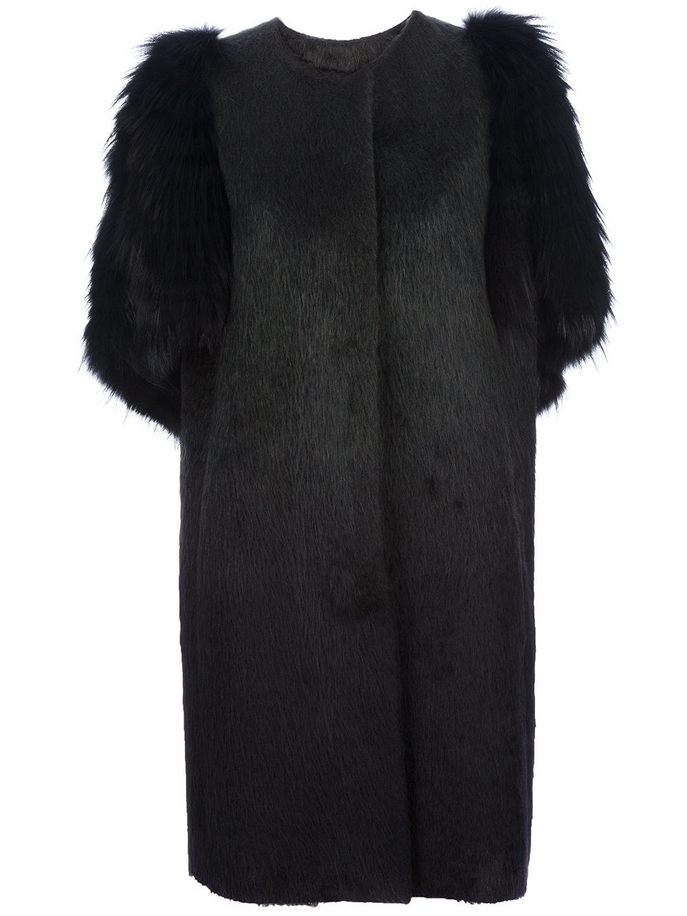 Fendi Fur Panelled Coat in Black - Lyst