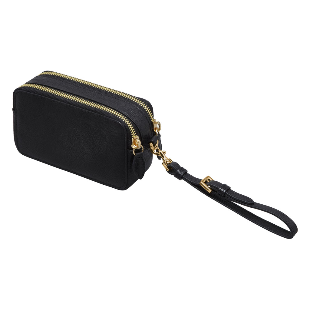 black wristlet pouch
