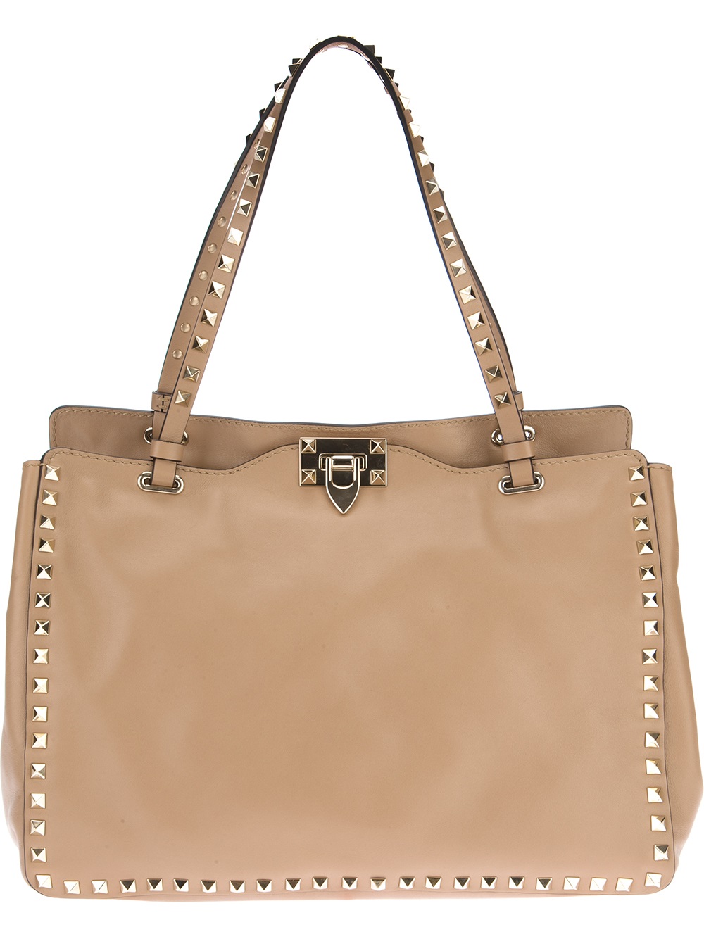 Valentino Studded Tote Bag in Natural | Lyst