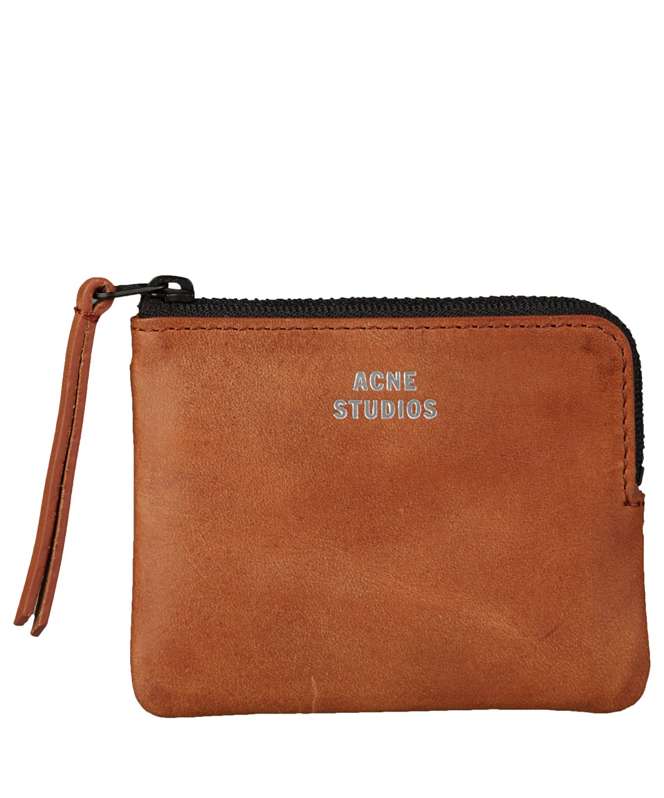 Lyst Acne Studios Small Brown Leather Zip Coin Pouch in Brown for Men