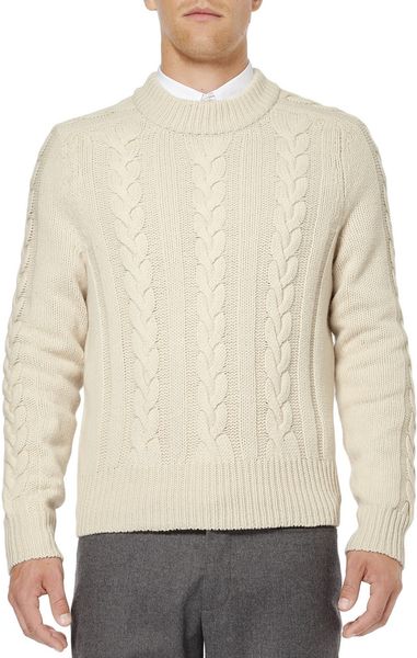 Acne Studios Brent Cableknit Wool Sweater in Beige for Men (White) | Lyst