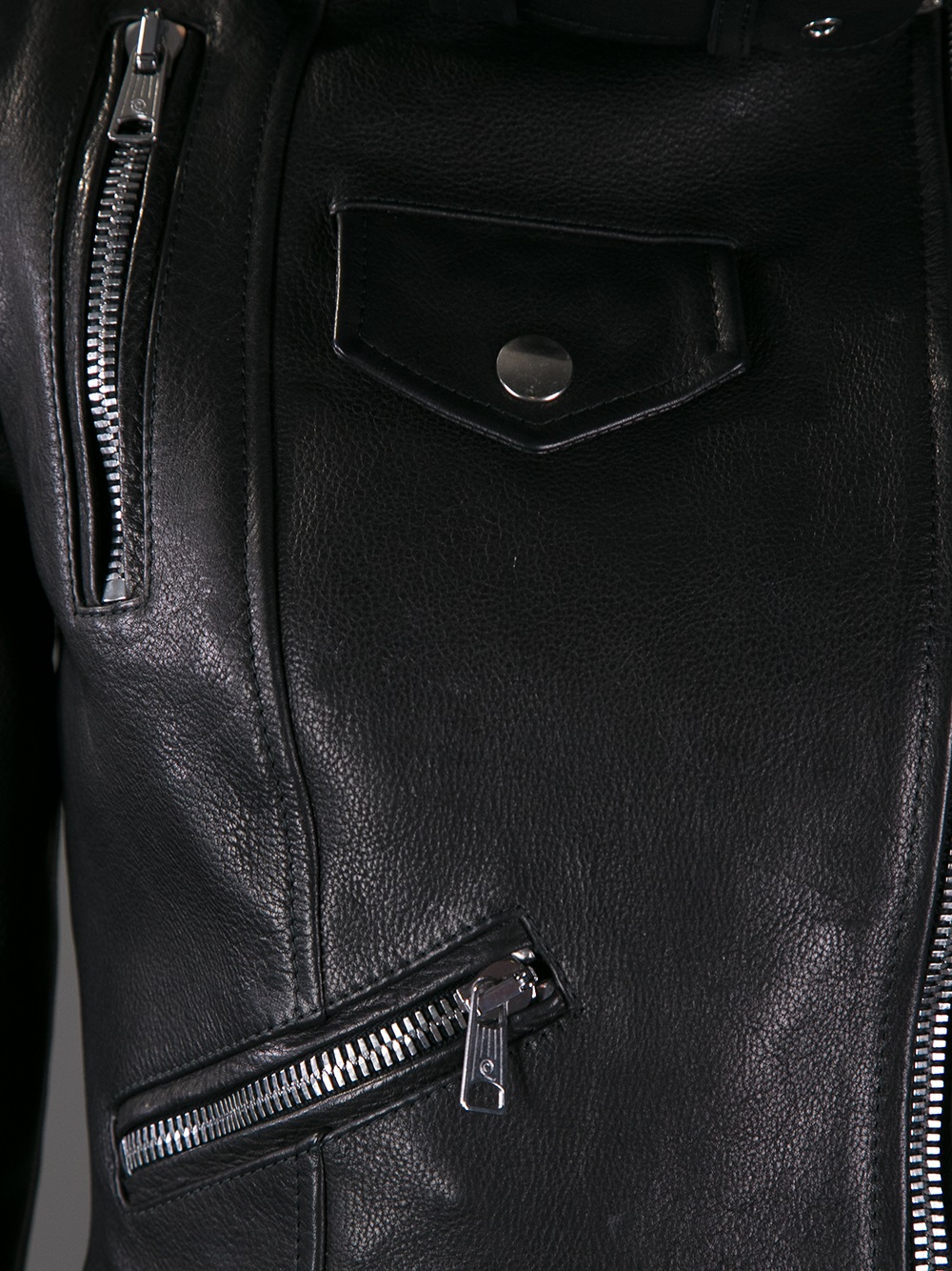 Alexander mcqueen Leather Biker Jacket in Black | Lyst