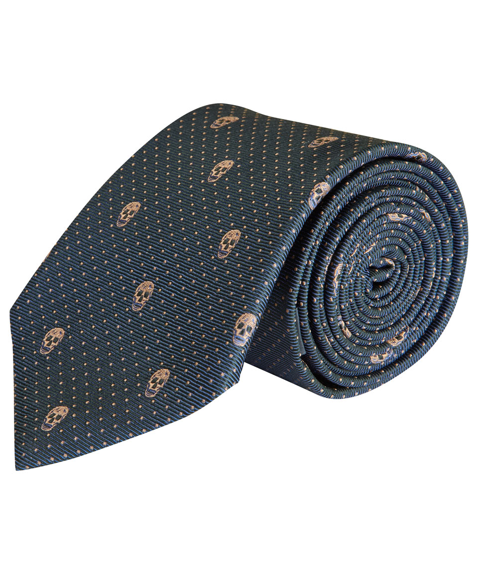 Lyst - Alexander Mcqueen Blue Polka Dot Skull Silk Tie in Blue for Men