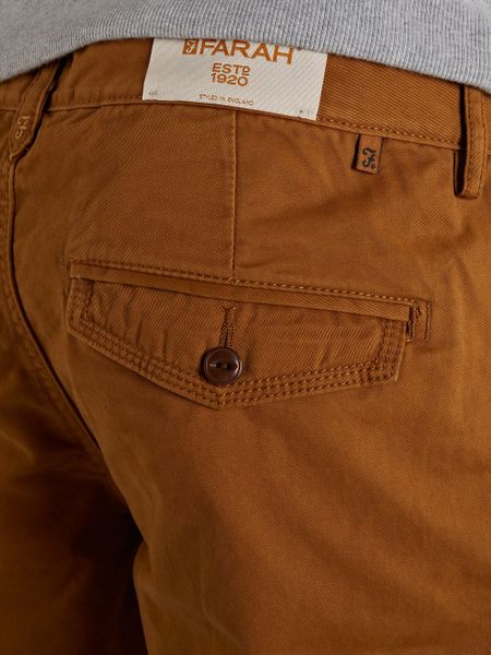 Farah Albany Twill Chino Trousers in Orange for Men (tobacco) | Lyst