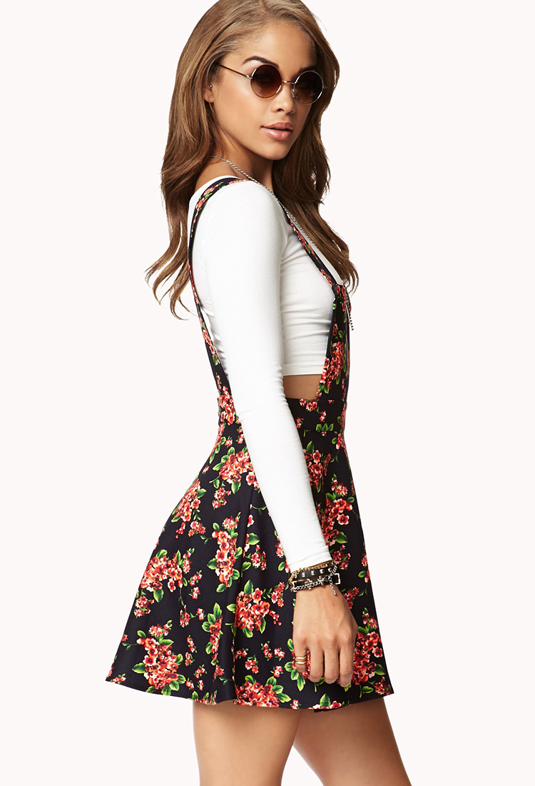 Lyst - Forever 21 Sweet Floral Overall Dress in Blue