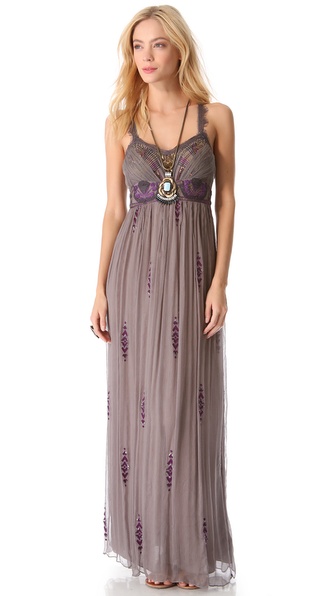 People Artemis Maxi Party Dress in Gray 