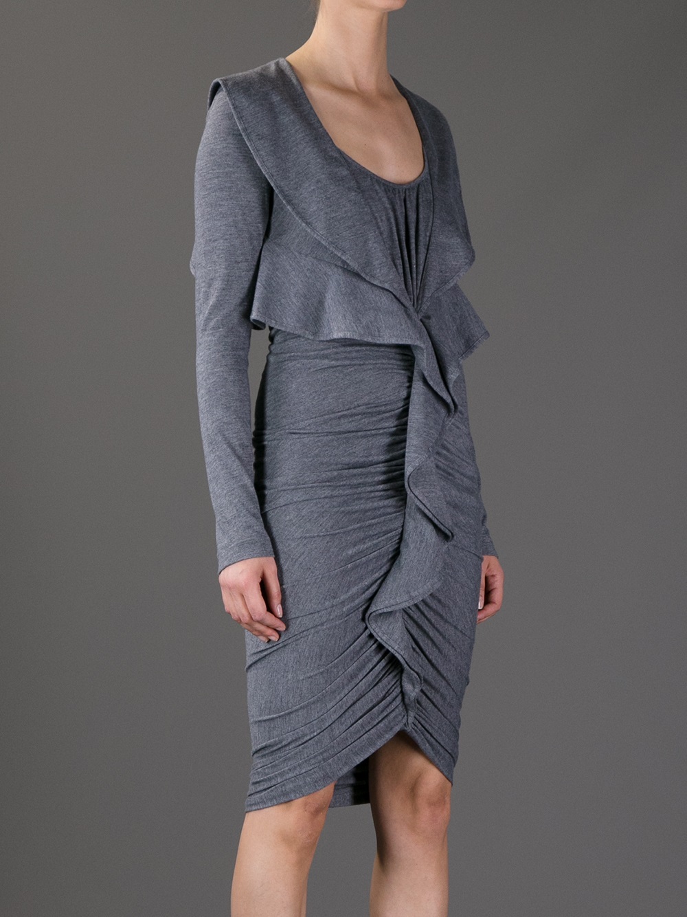 Lyst Givenchy Ruffle Dress in Gray