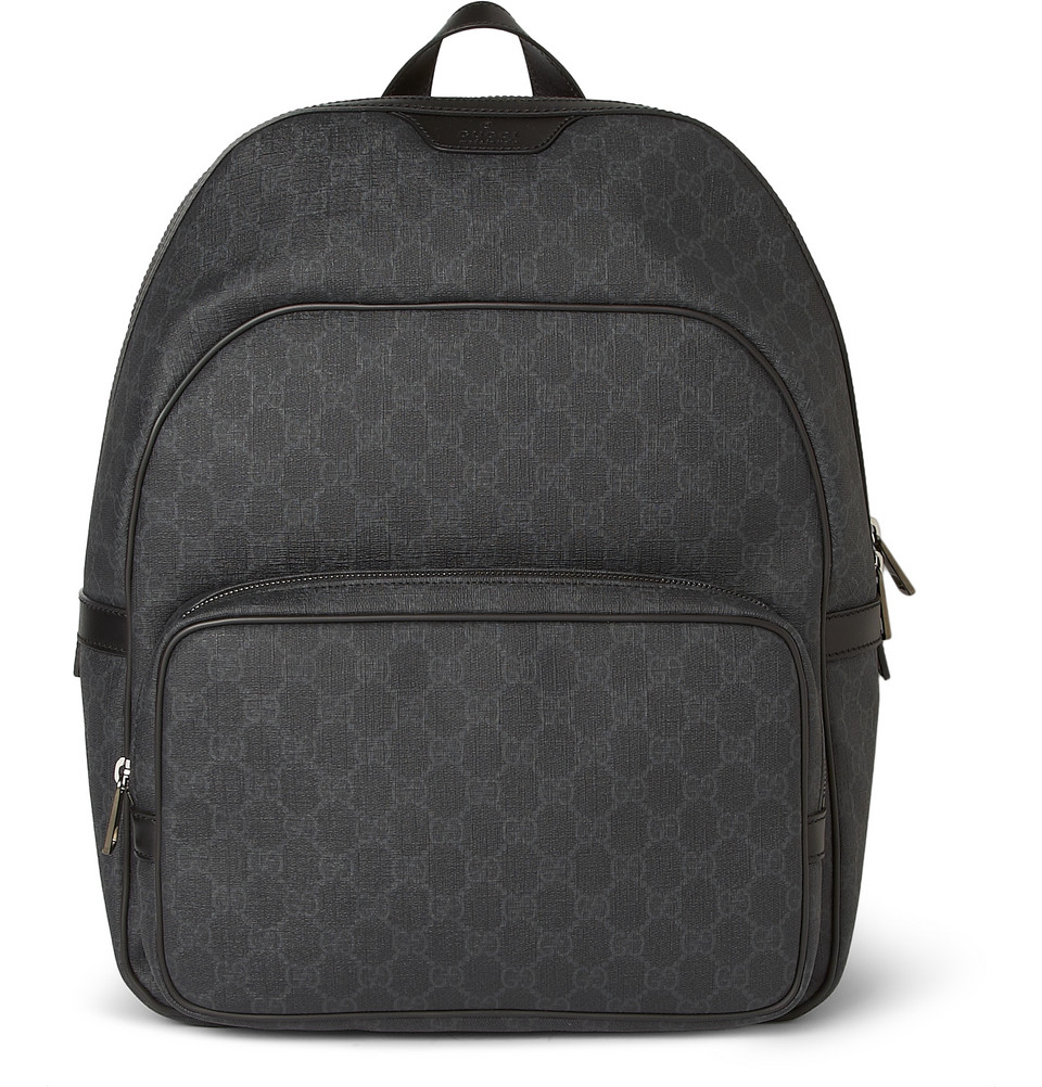 Gucci Printed Leather trimmed Backpack in Gray for Men Lyst