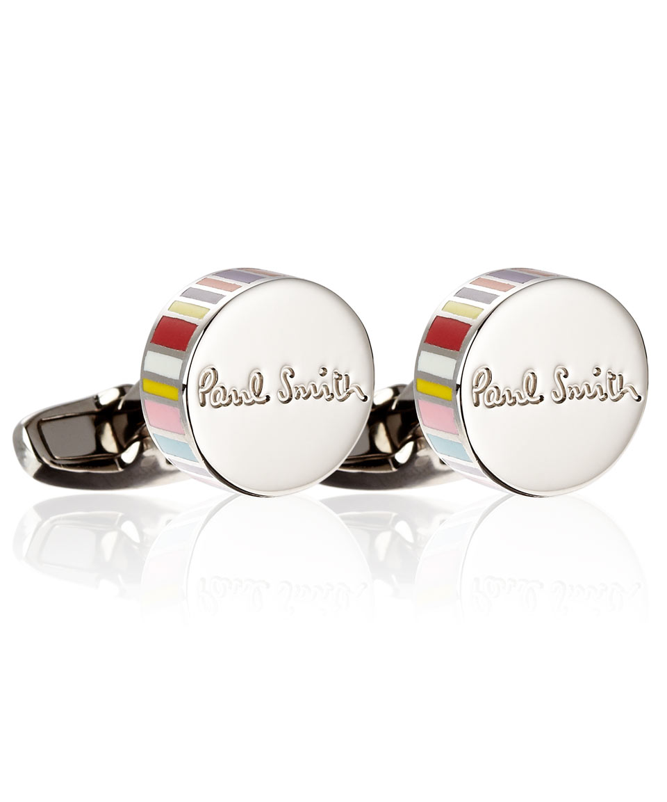 Lyst - Paul Smith Bright Striped Edge Round Cufflinks in Metallic for Men