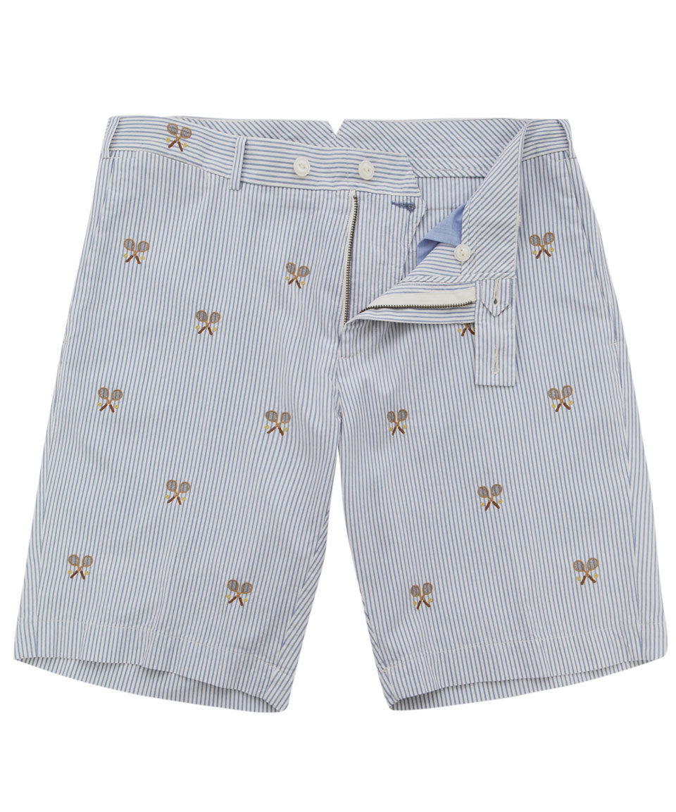 Polo Ralph Lauren Blue Embroidered Tennis Racket Stripe Shorts for Men -  Lyst