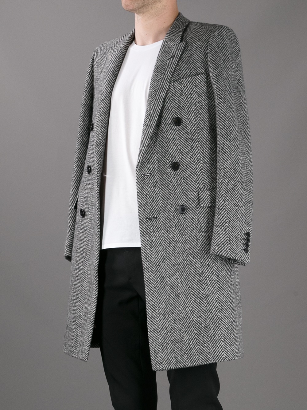 double breasted tweed overcoat