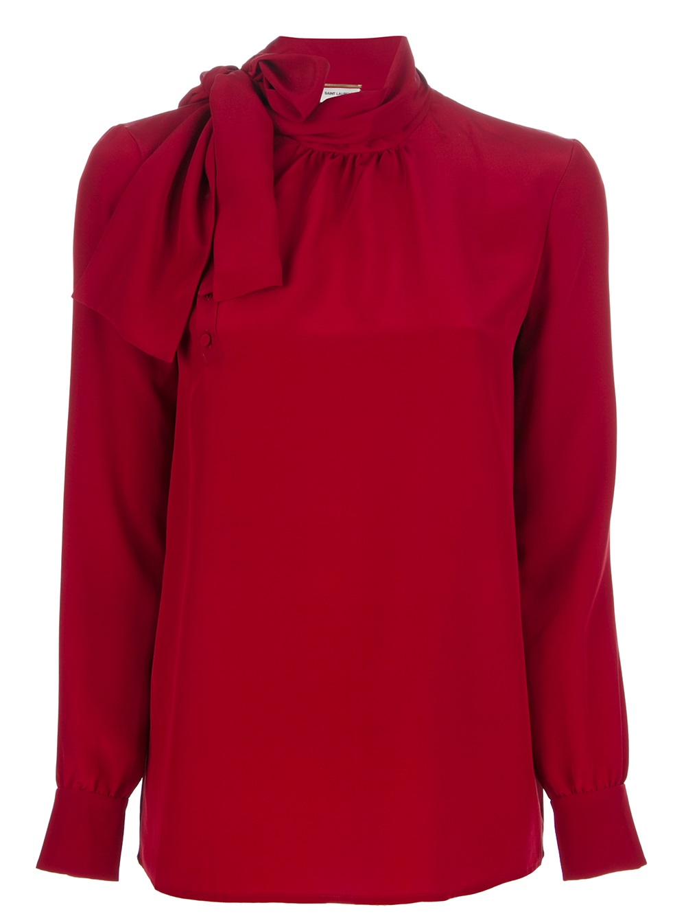 Saint laurent Silk Blouse in Red | Lyst