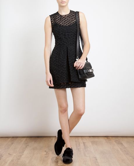 Simone Rocha Floral Embroidered Mesh Dress in Black | Lyst