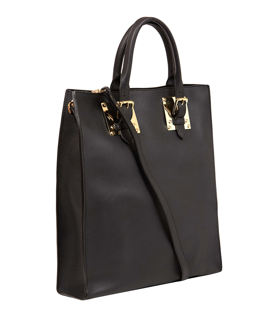 Lyst - Sophie Hulme Black Structured Buckle Leather Tote Bag in Black