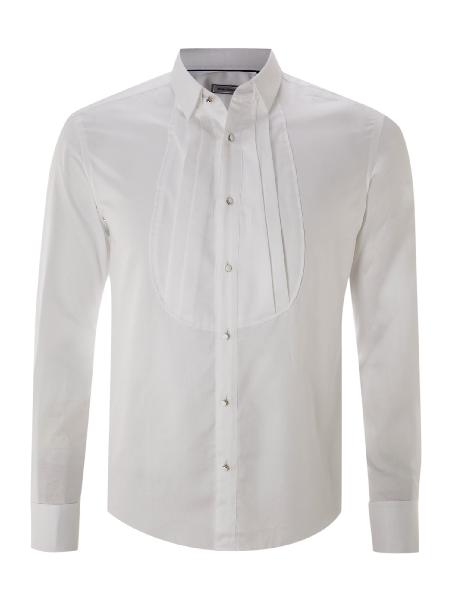 Without Prejudice Long Sleeve Bib Front Dinner Shirt in White for Men ...