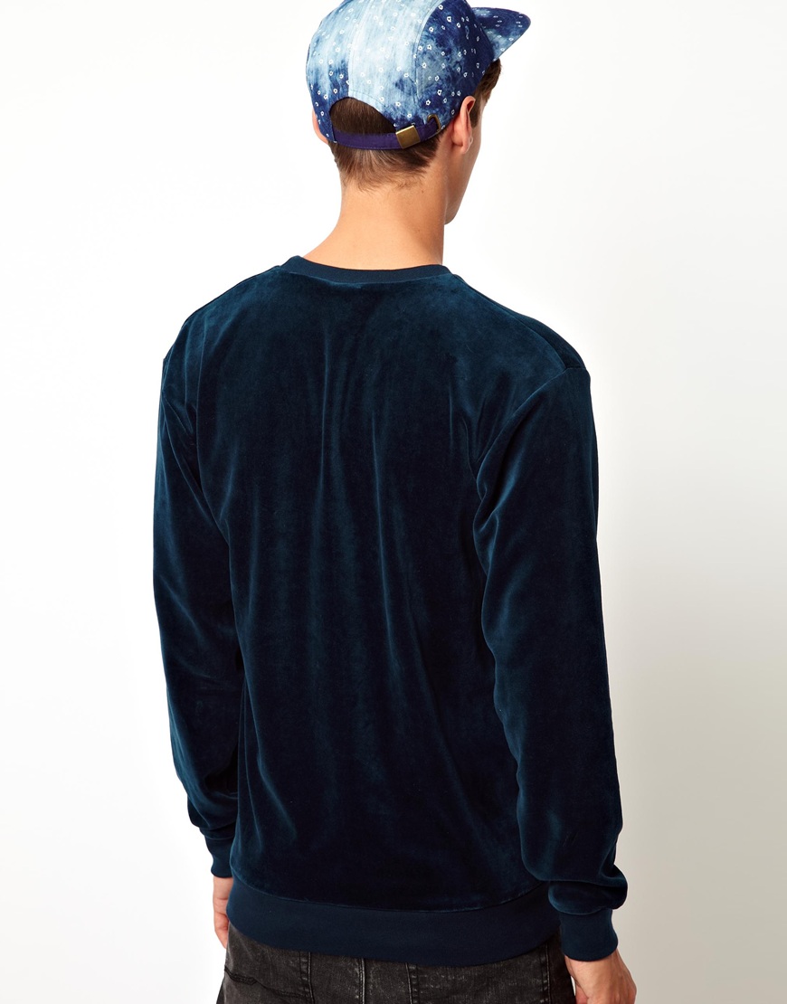 American Apparel Velour Sweatshirt in Blue for Men | Lyst