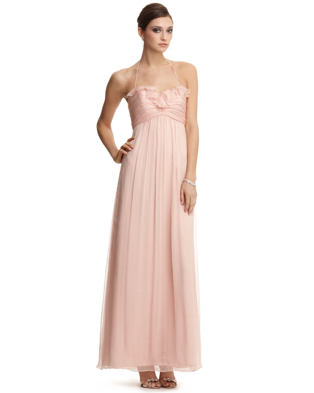 ruffle chiffon gown