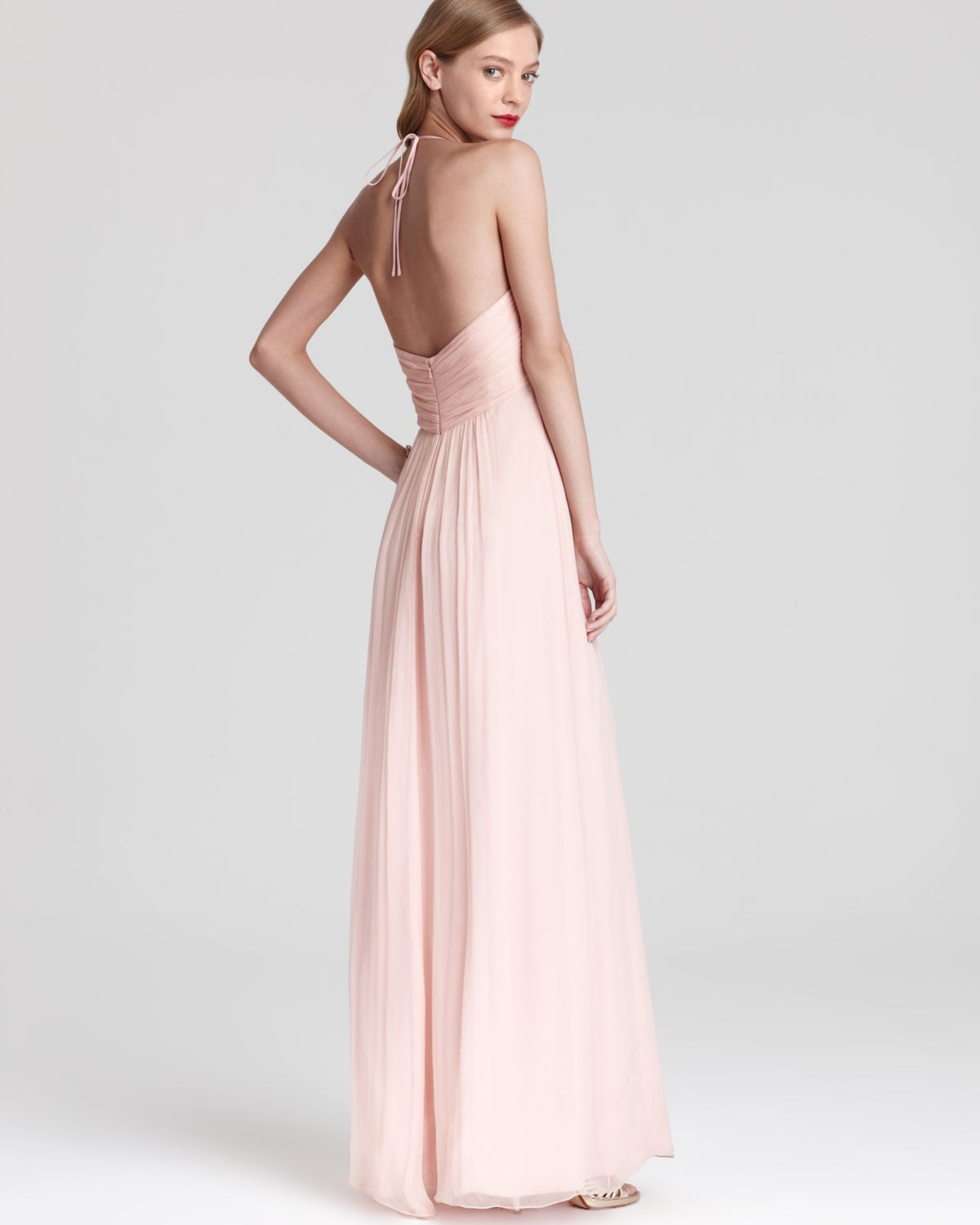 ruffle chiffon gown