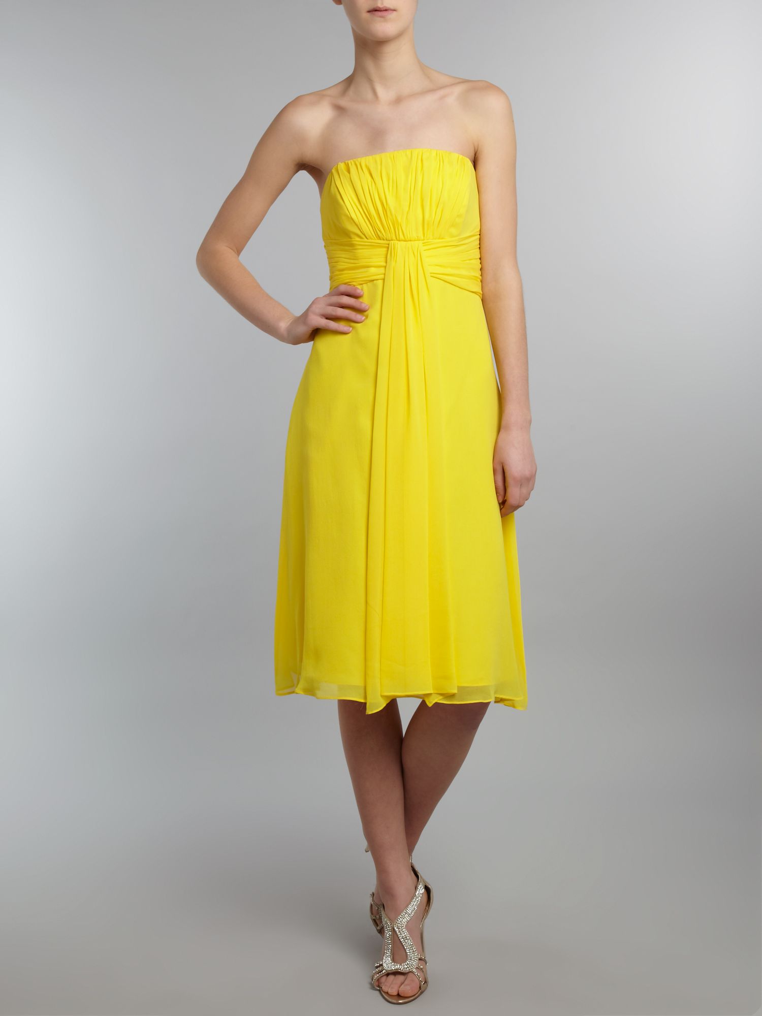 Ariella Drape Short Silk Dress in Yellow | Lyst
