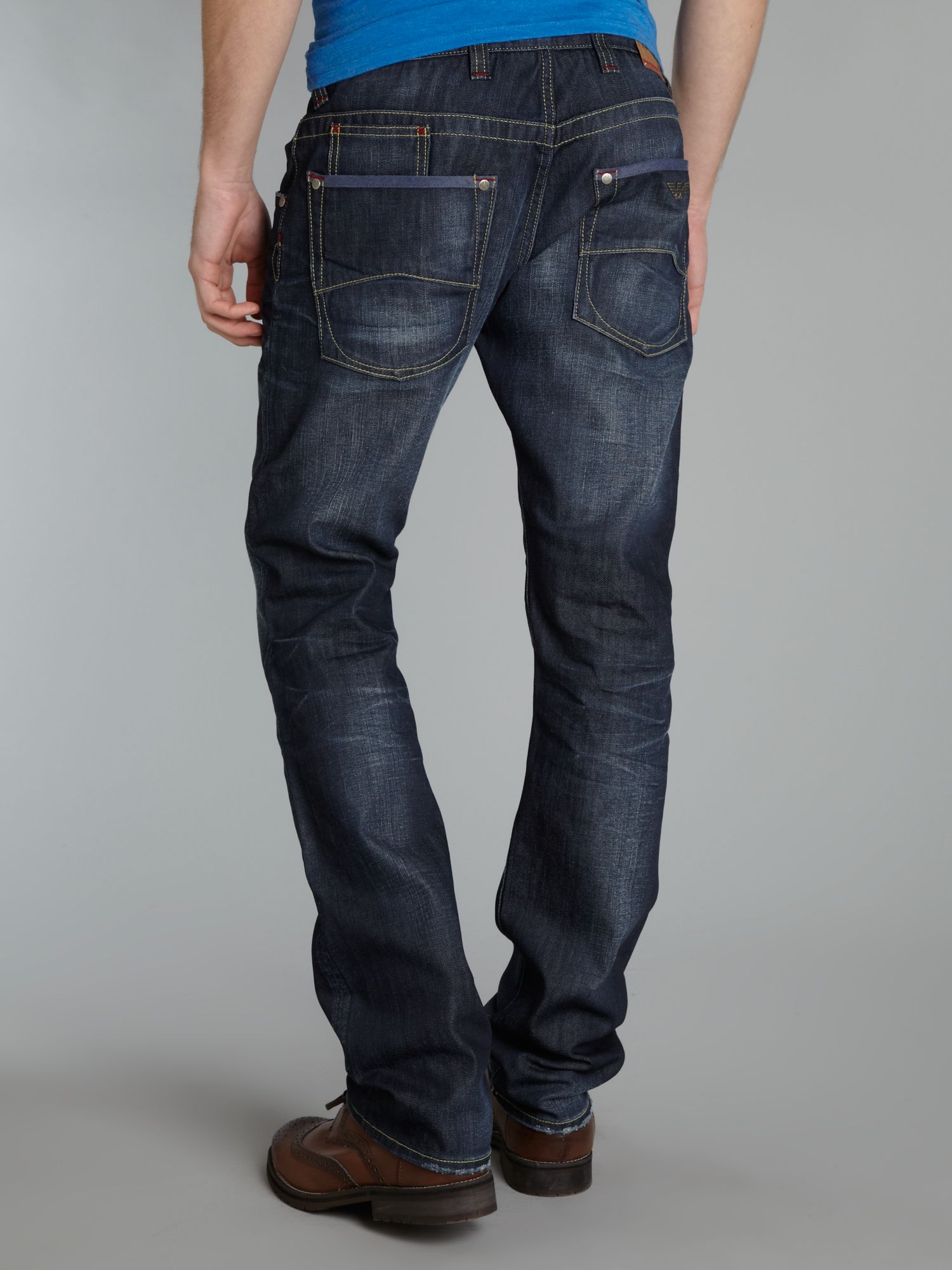 Armani jeans J08 Slim Fit Heavy Wash Jeans in Blue for Men | Lyst