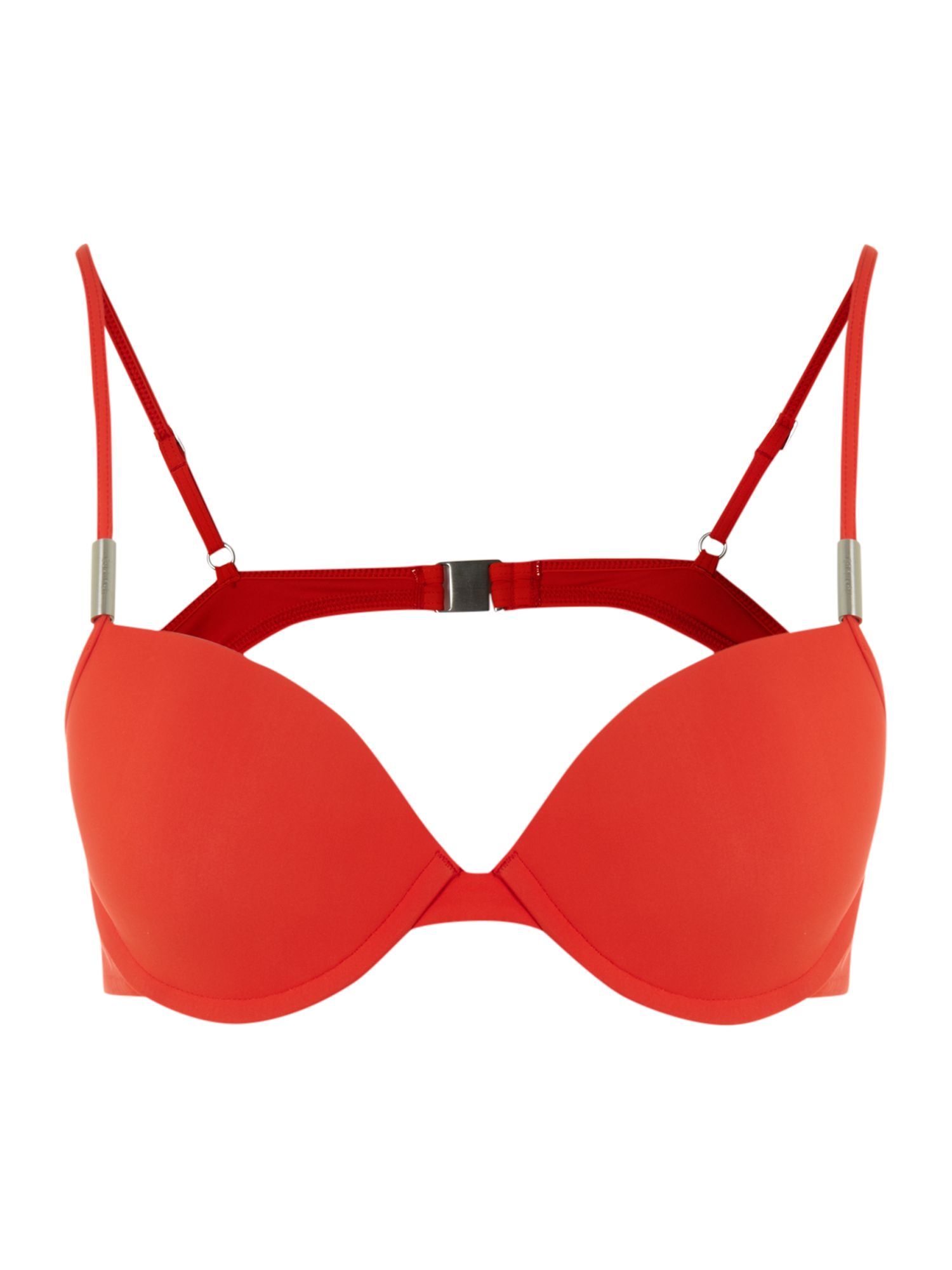 Calvin klein Moulded Push Up Bikini Top in Red | Lyst