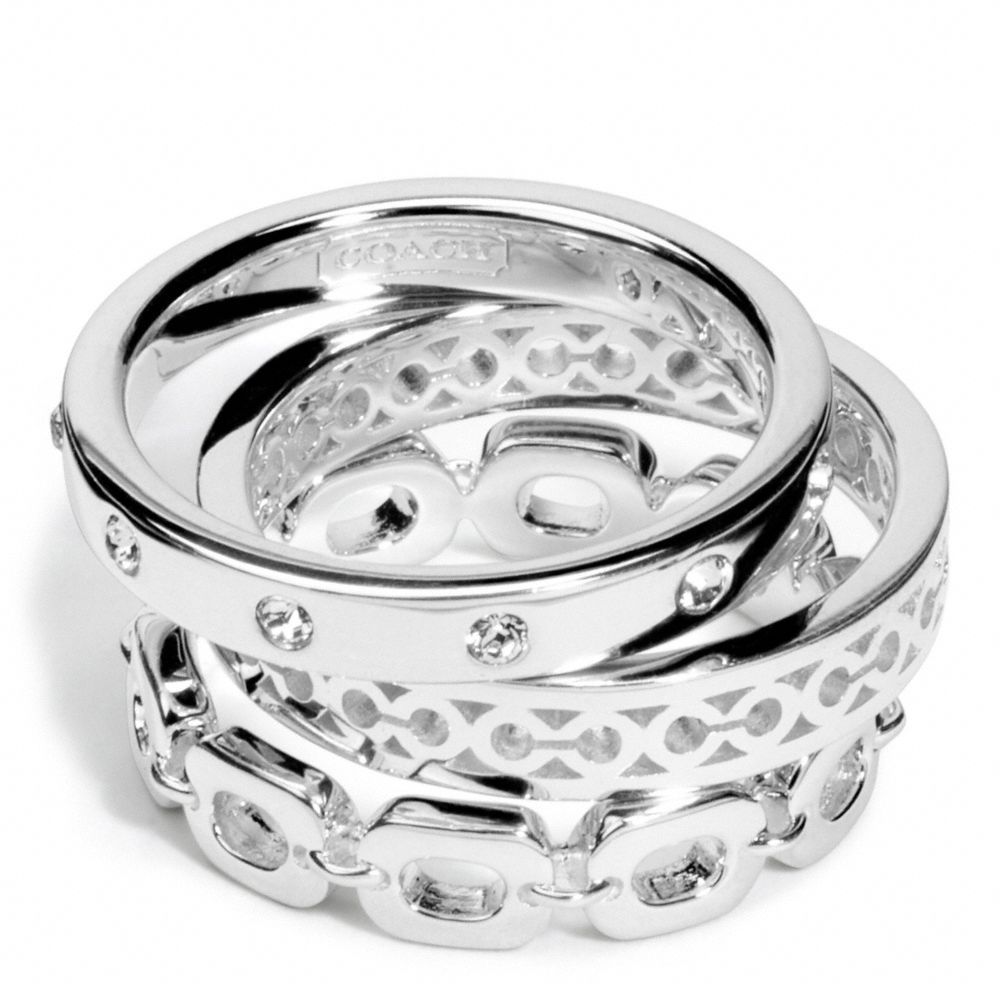 COACH Sterling Link Stacking Ring Set in Silver/Silver (Metallic) Lyst