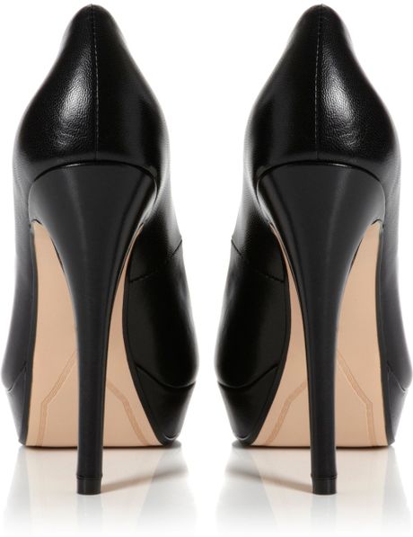 Dune Allegro Stiletto Round Toe Court Shoes in Black (Black Leather) | Lyst