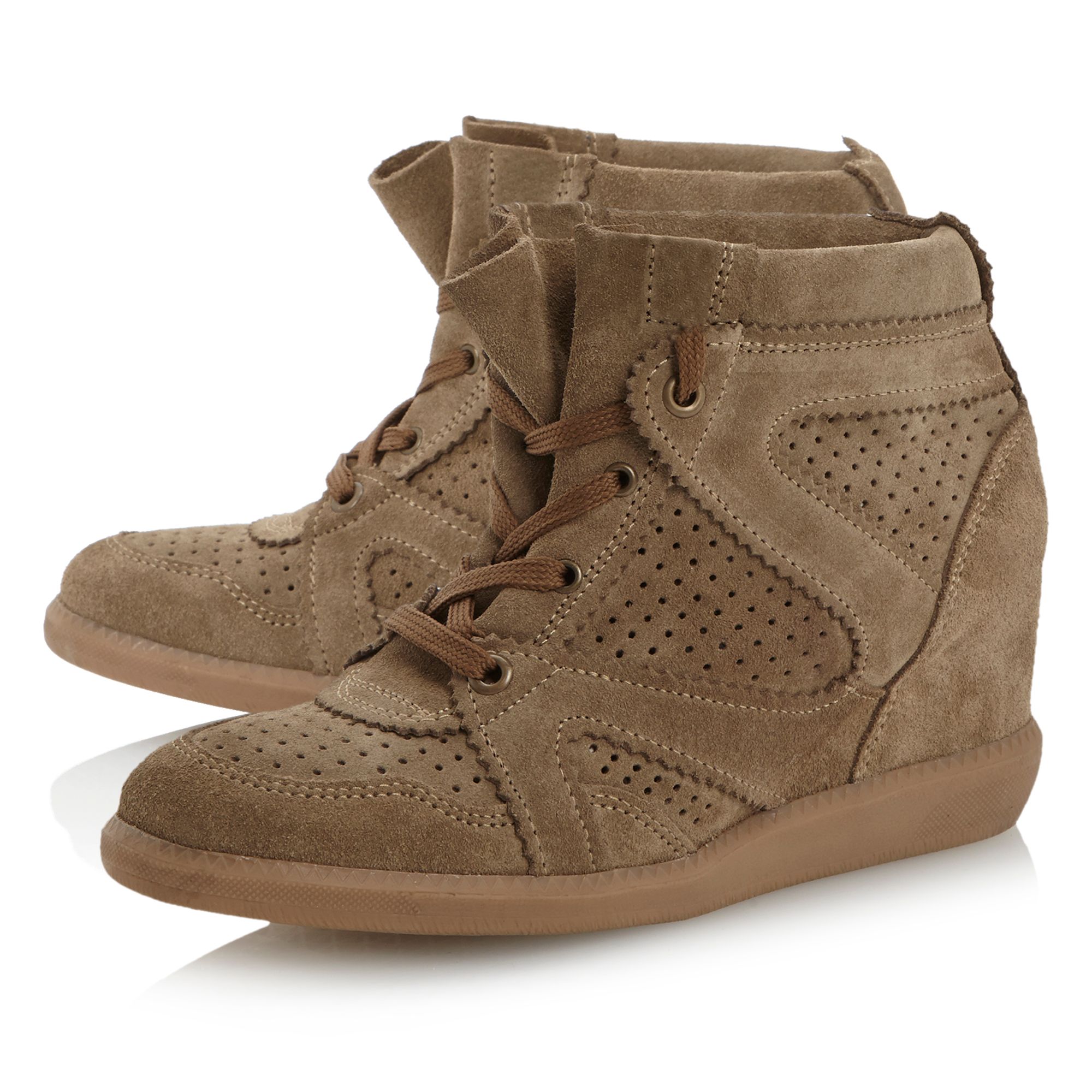 Dune Libras Wedge Lace Up Trainers in Brown | Lyst