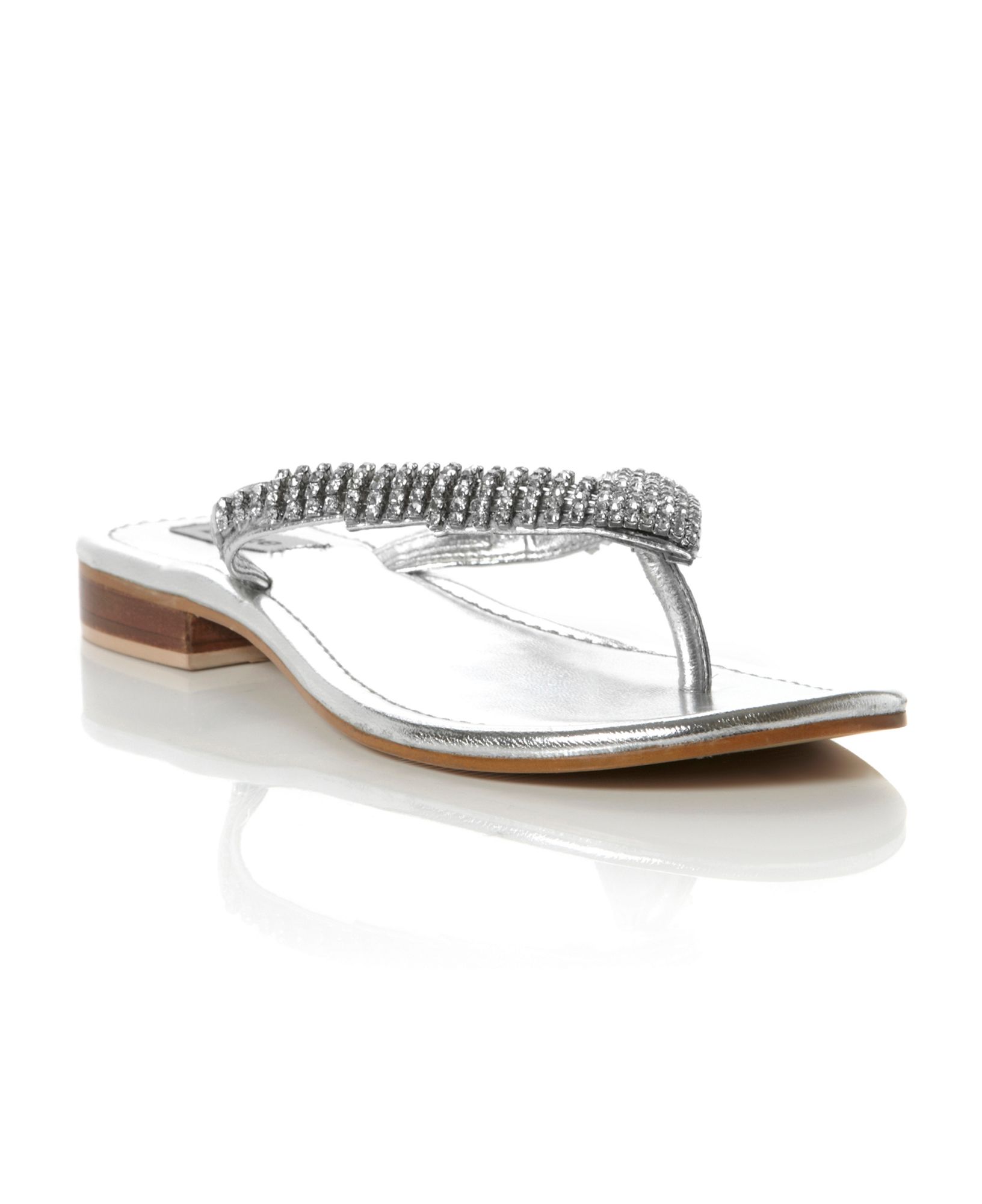 dune silver flat sandals