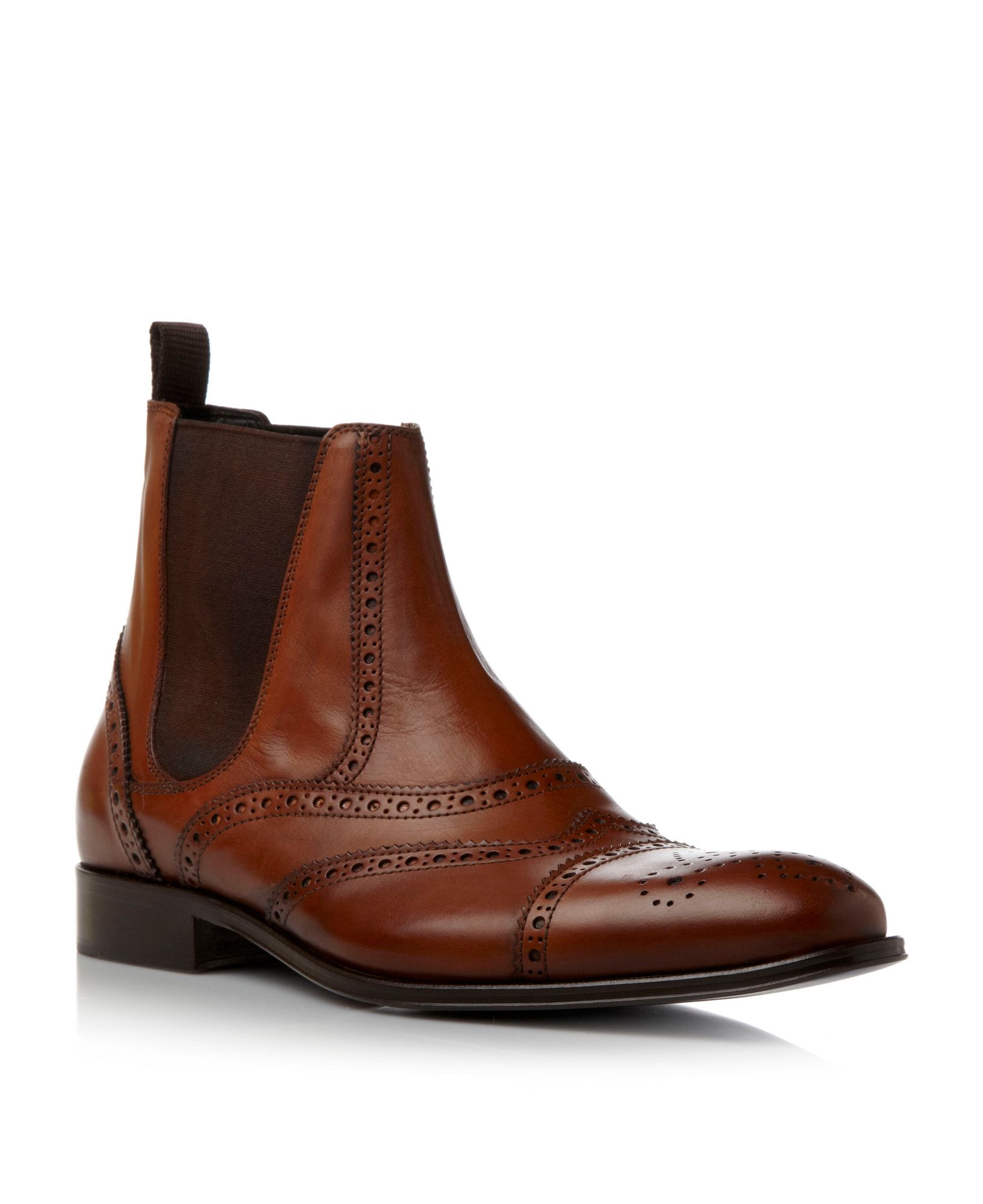 Dune Carriage 1 Brogue Chelsea Boots in Brown for Men | Lyst
