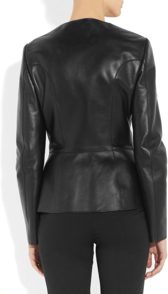 Fendi Peplum Leather Jacket in Black | Lyst