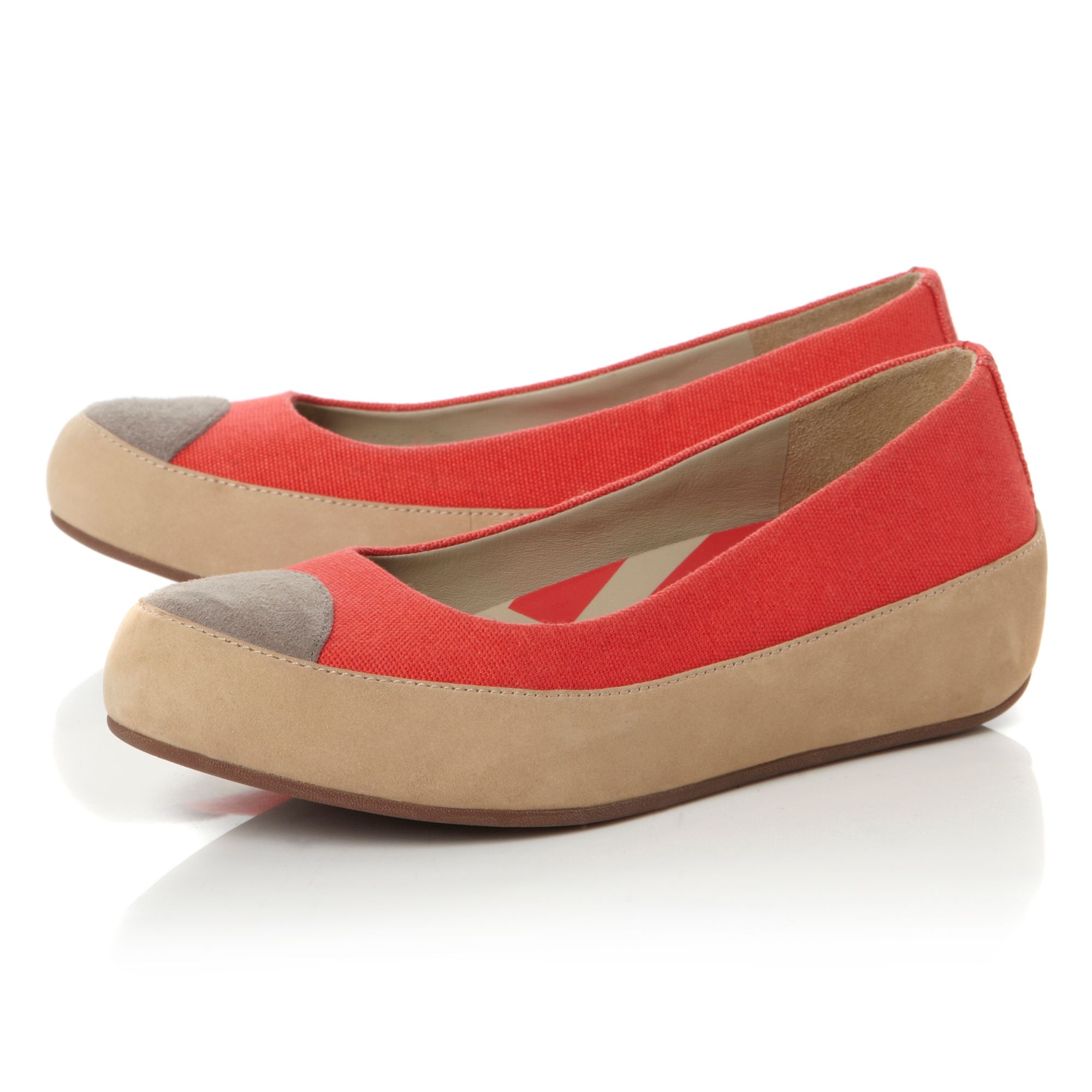 Fitflop Due Canvas Flatform Canvas Ballerina Shoes in Red - Lyst