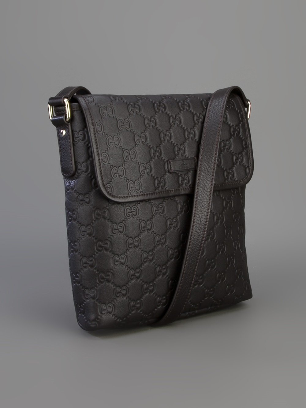 Lyst - Gucci Brand Embossed Messenger Bag in Black for Men