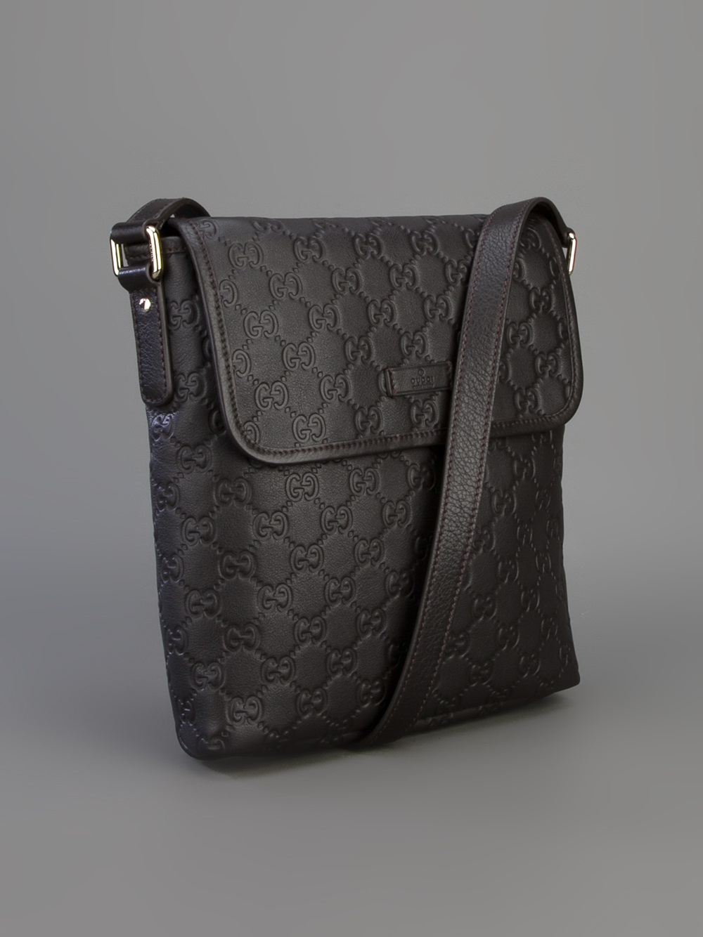 Lyst Gucci Brand Embossed Messenger Bag in Black for Men