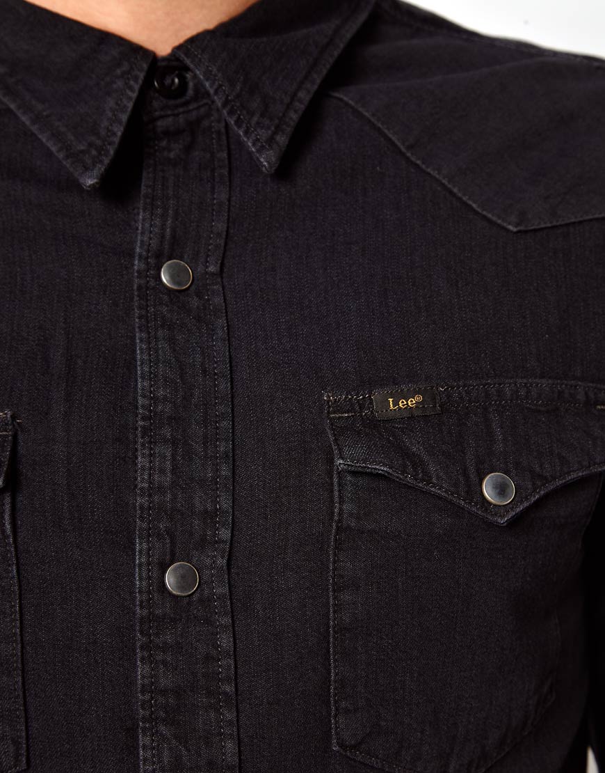 lee black denim shirt