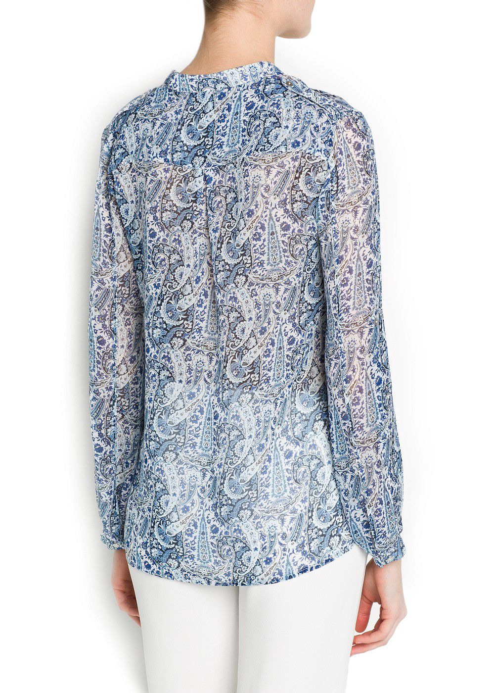 Mango Paisley Print Chiffon Blouse in Blue Lyst