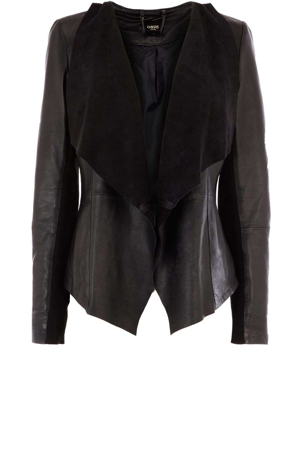 Oasis Waterfall Leather Jacket in Black | Lyst