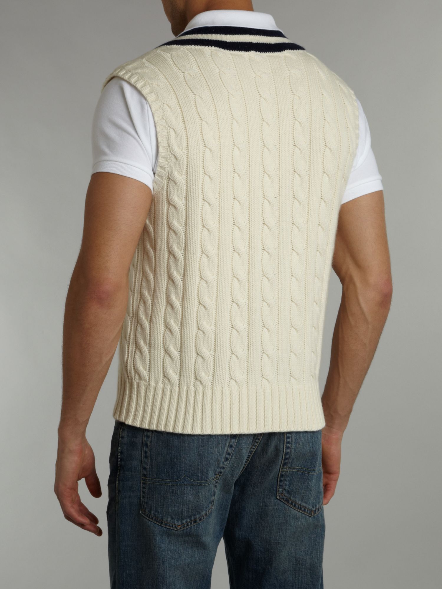 Polo ralph lauren Wimbledon Cable Knitted Tennis Vest in Natural for