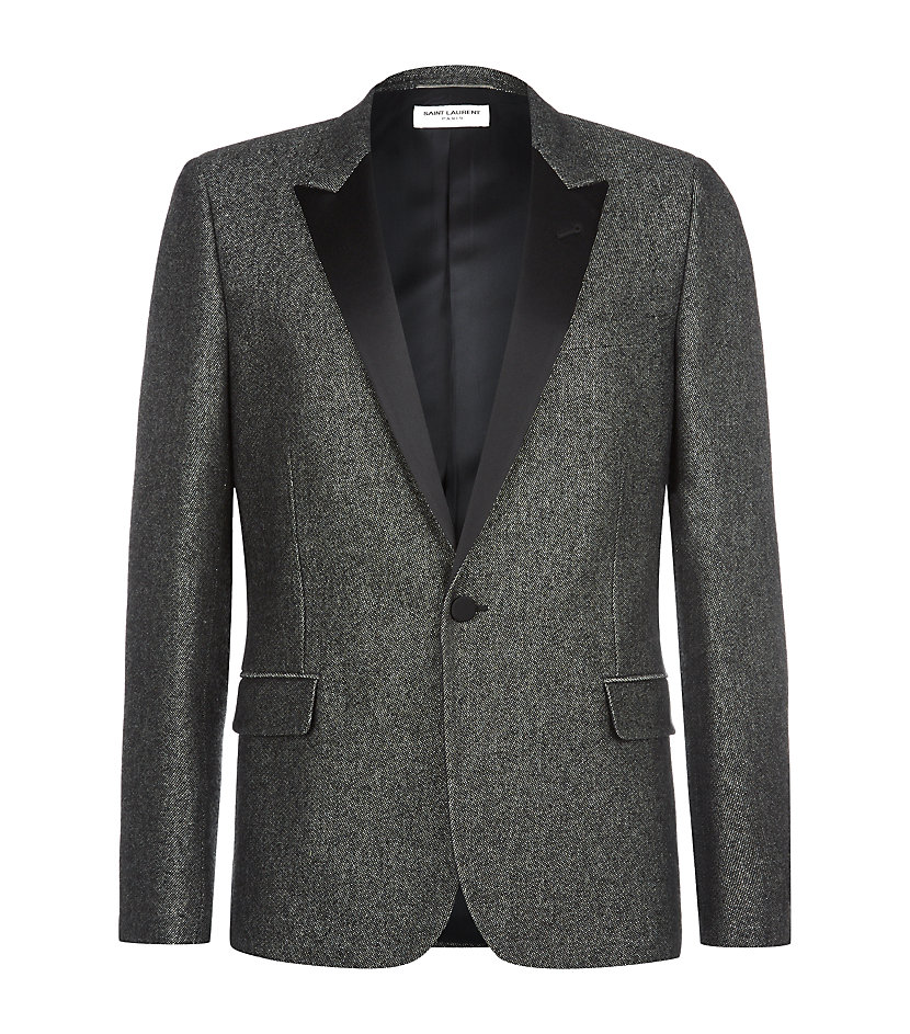 Saint Laurent Metallic Tweed Dinner Jacket in Gray for Men (black) | Lyst