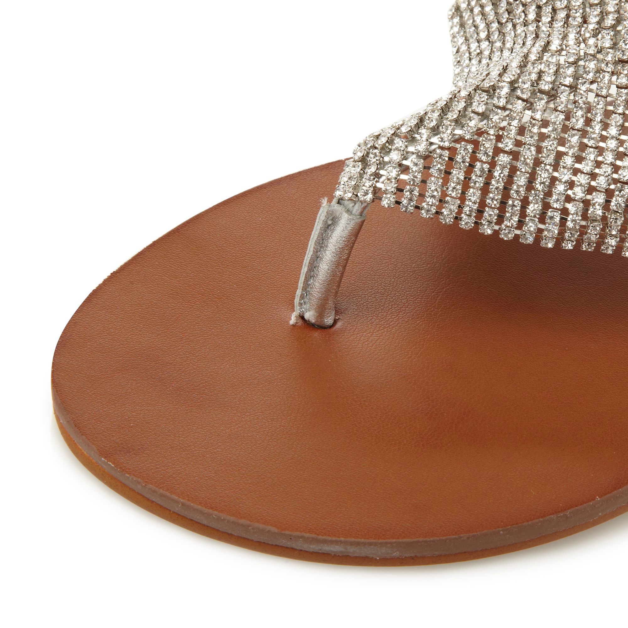silver diamante flat sandals uk