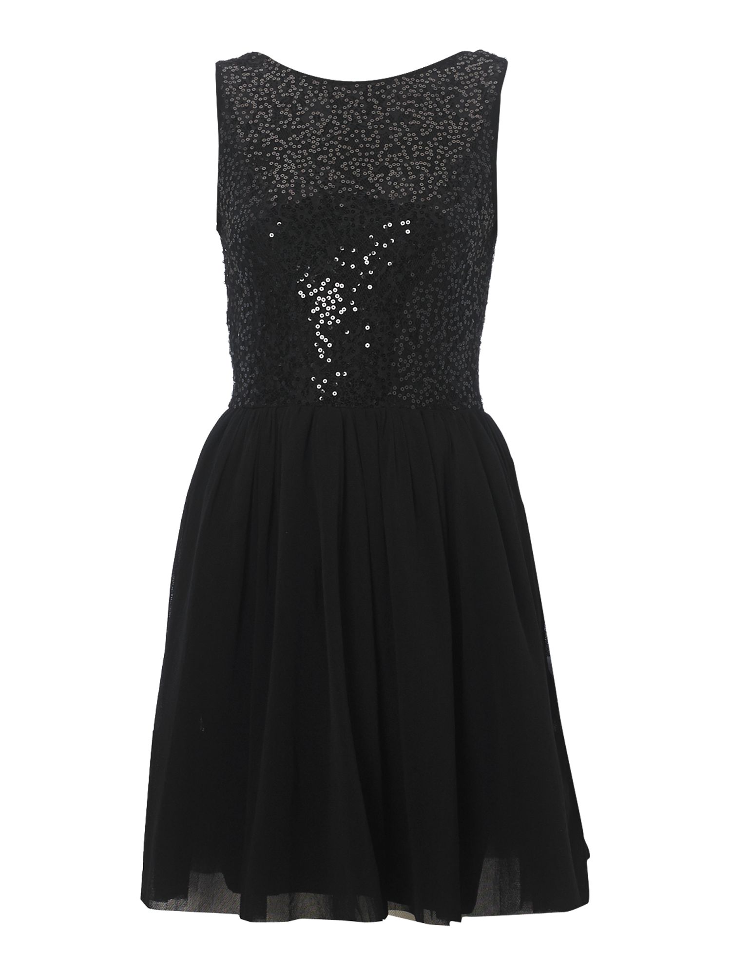 Therapy Sequin Tulle Skater Dress in Black | Lyst