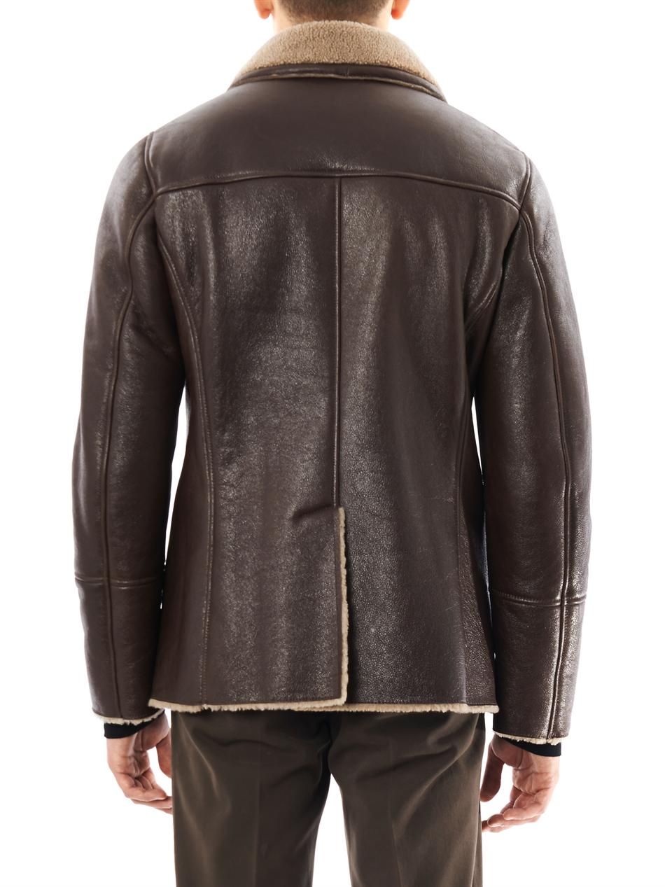Trussardi Shearling Doublebreasted Jacket in Brown for Men - Lyst