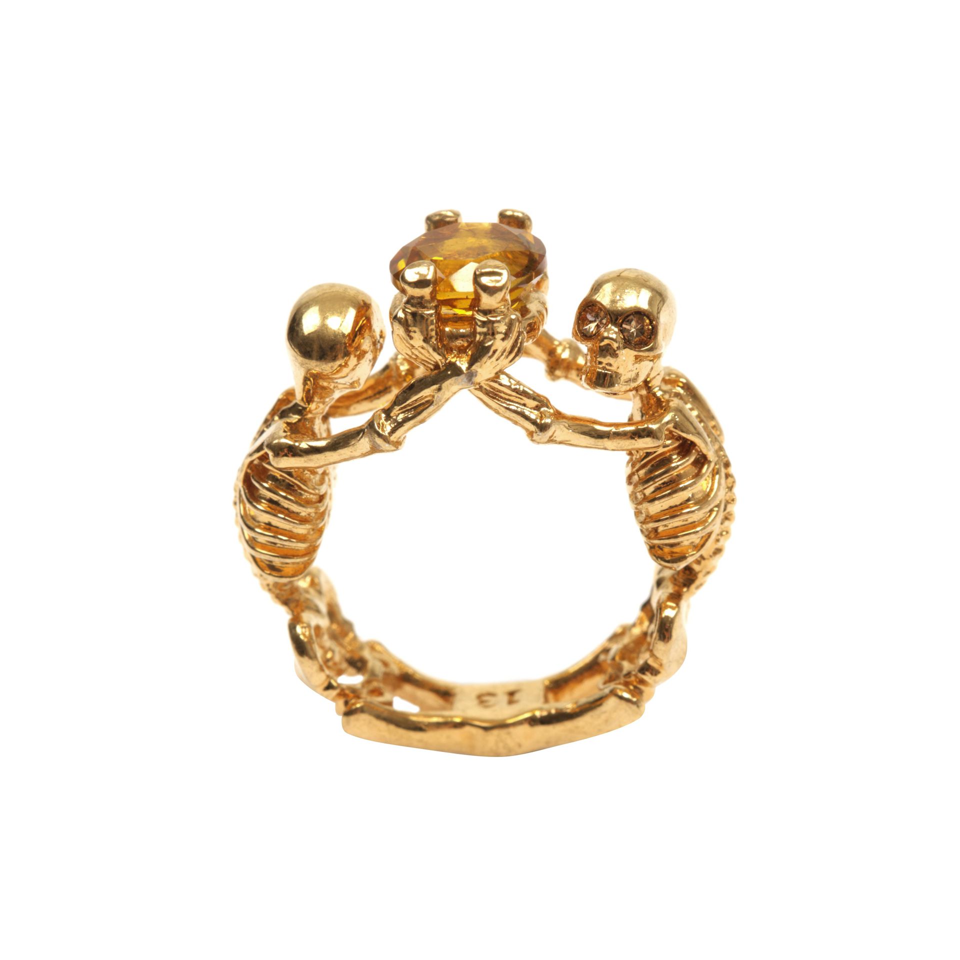 Twin Skeleton Jewel Ring in Gold 