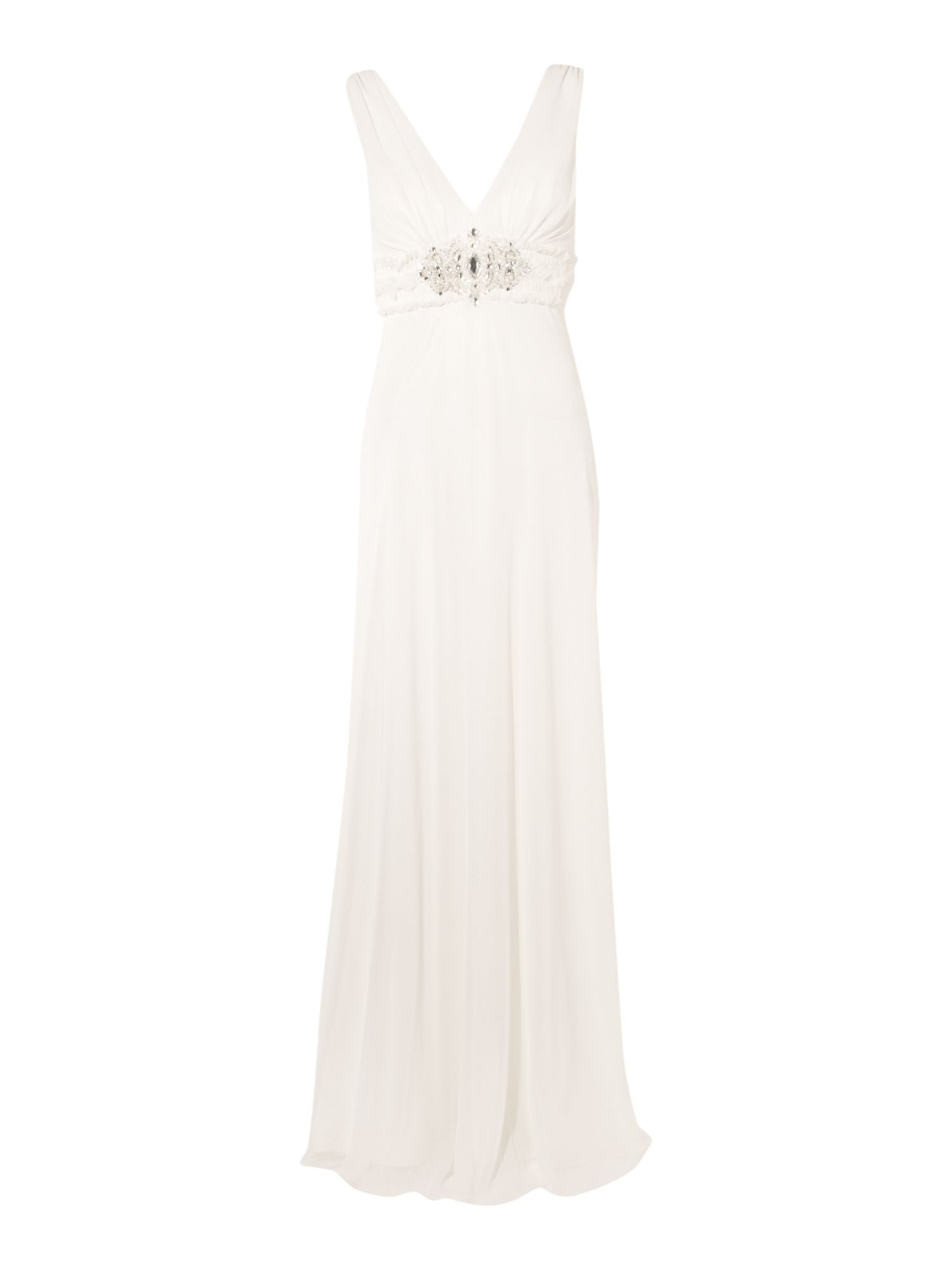 Anoushka G Victoria Empire Dress with Scarf Detail in White (Ivory) | Lyst