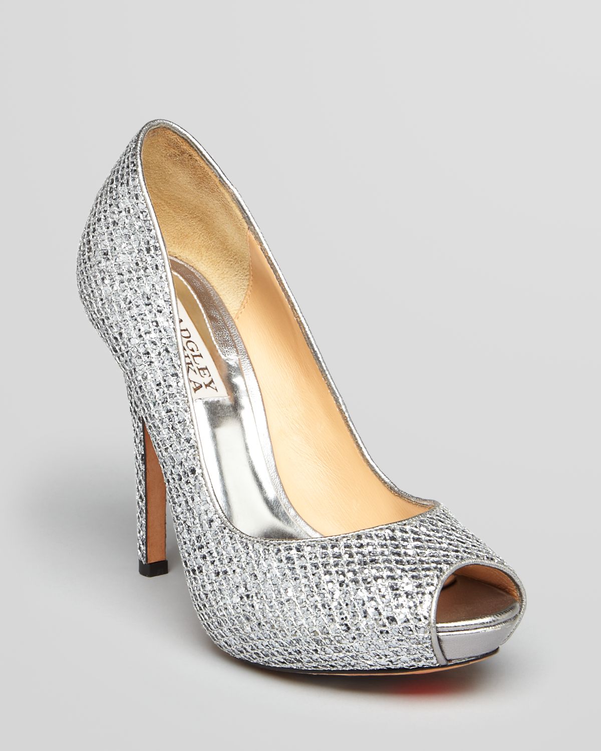 silver peep toe platform heels