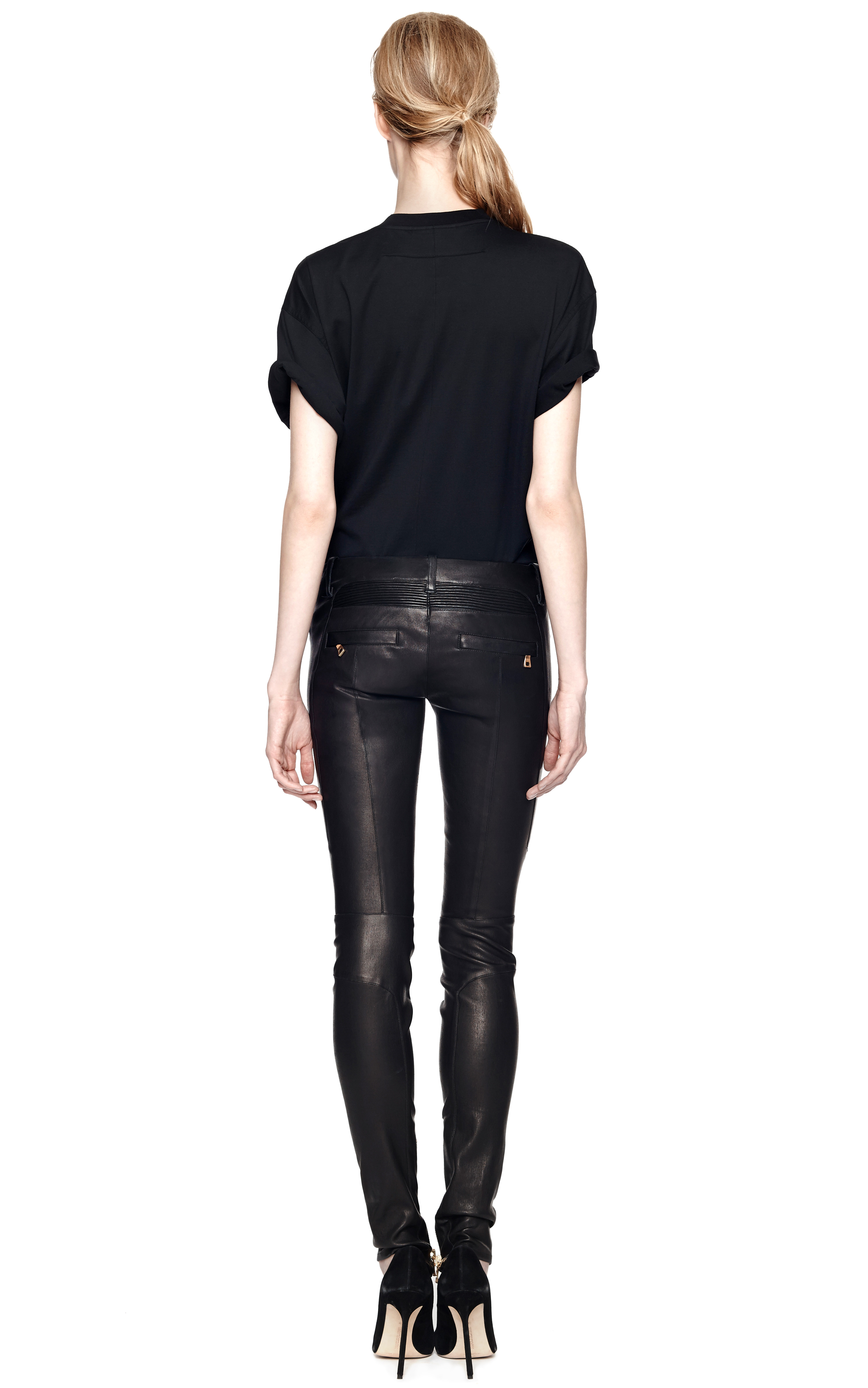 Balmain Leather Biker Pants in Black Lyst